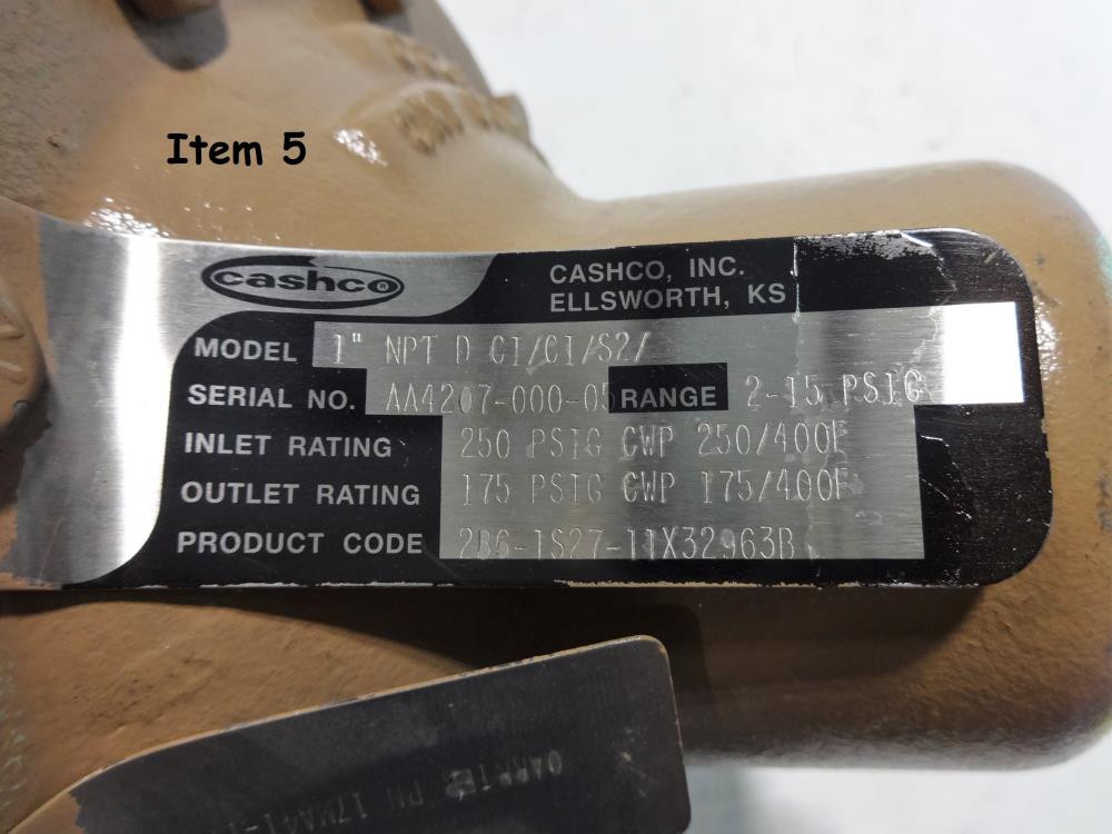 CASHCO 1" WCB BACK PRESSURE RELIEF VALVE TYPE 1164 -OR- TYPE D AVAILABLE